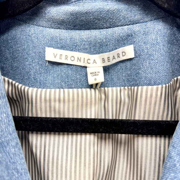Veronica Beard Miller Dickey Jacket Light Blue Denim Blazer with Silver Buttons - Picture 9 of 14